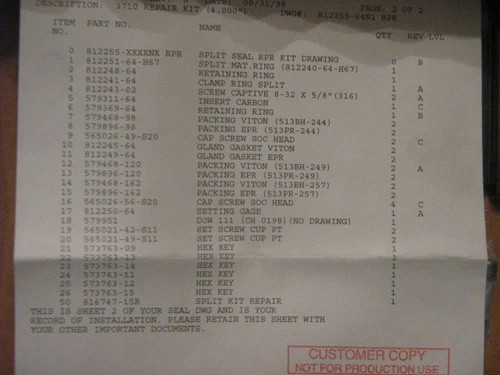 John Crane Type 3710 Split Seal Repair Kit for 4.00 Inch Shaft — product image 4 of 4