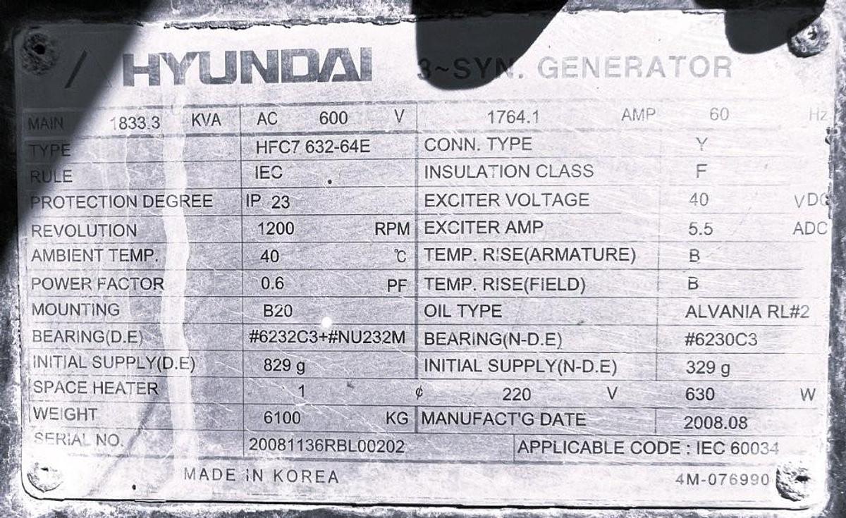 MTU 16V2000 1000 kW Diesel Generator Set with Stamford CC634C Alternator — product image 8 of 8