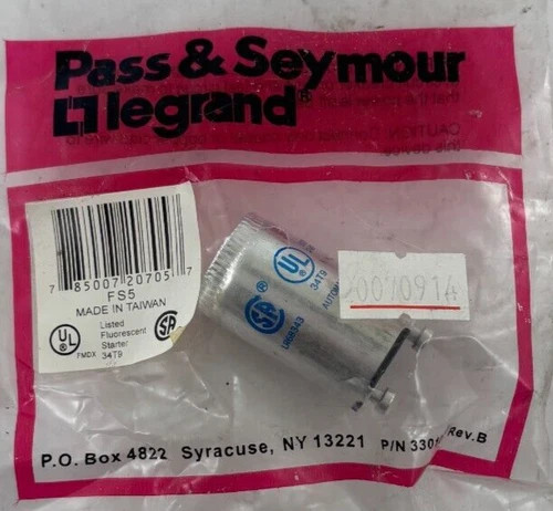 Pass & Seymour Legrand FS-5 Fluorescent Lamp Starter for 4-8W Lamps — product image 4 of 6