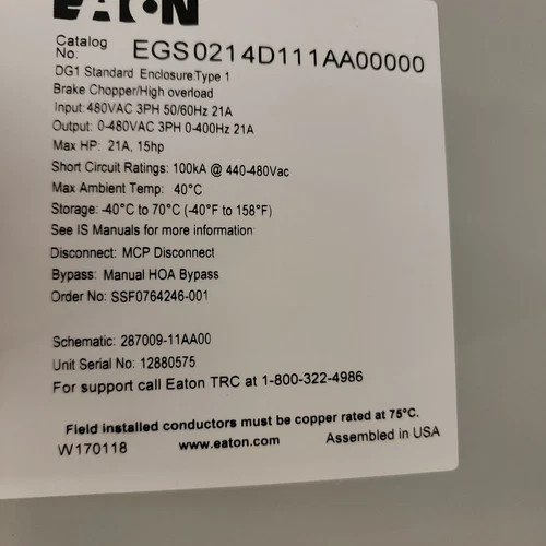 Eaton Enclosed DG1 Drive EGS0214D111AA0000 15HP — product image 8 of 12