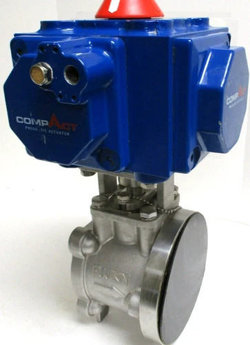 Fujikin Cosmix Fine Ceramic Ball Valve 2" 150 SST with Habonim CompAct Pneumatic Actuator C35 SR-2A2B — product image 2 of 9