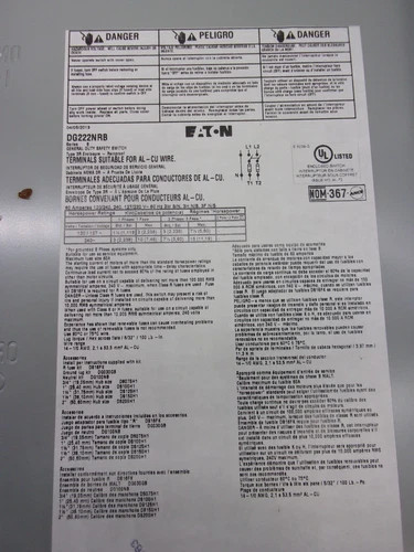 Eaton DG322NRB General Duty Safety Switch, 60A, 240V, 2-Pole, Fusible, NEMA 3R Outdoor — product image 2 of 7
