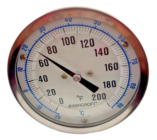 Ashcroft 3" EI Series Bimetal Thermometer 30EI60E025 with 0-200°F / -20-90°C Range