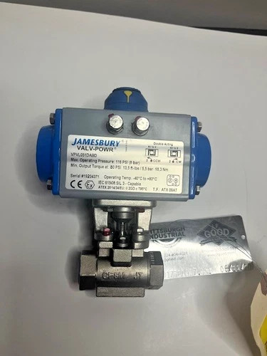 Jamesbury 1/2" Actuated Ball Valve 9F-3600-XTB with VPVL051DABD Actuator — primary product image