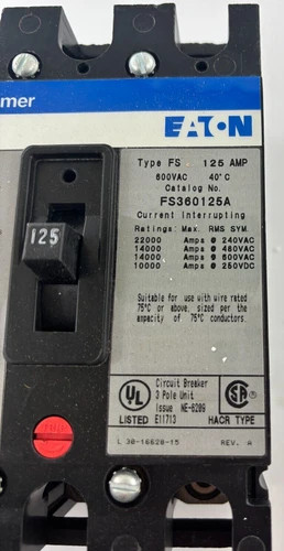 Cutler-Hammer FS360125A F Frame Circuit Breaker — product image 5 of 6