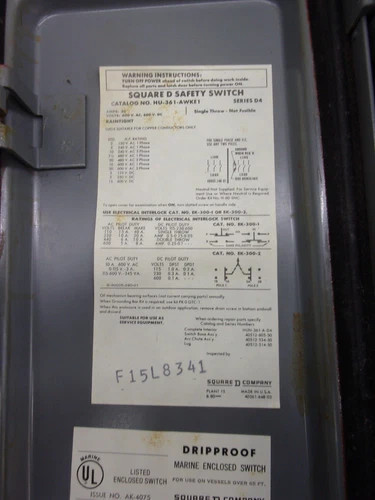 Square D HU361AWK Heavy Duty Safety Switch, 30A, 600V, 3-Pole, Non-Fusible, NEMA 12 — product image 2 of 8