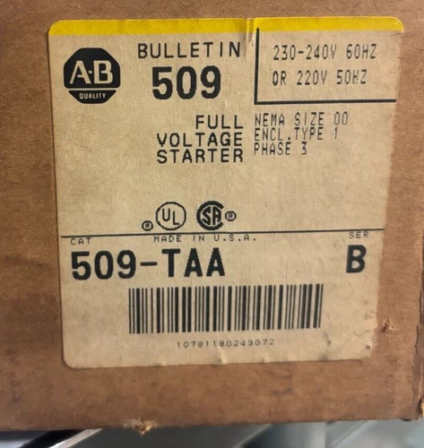 Allen Bradley 509-TAA Full Voltage Non-Reversing Starter NEMA Size 00 — primary product image