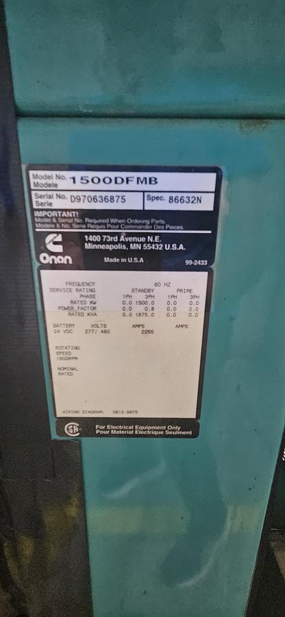 Cummins KTA50G 1000kW 4160V Diesel Generator Set — product image 5 of 6