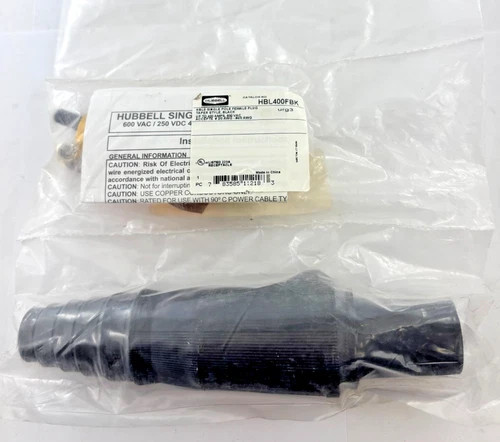Hubbell HBL400FBK Single Pole Female Plug, 400A, Taper Nose, Black — primary product image