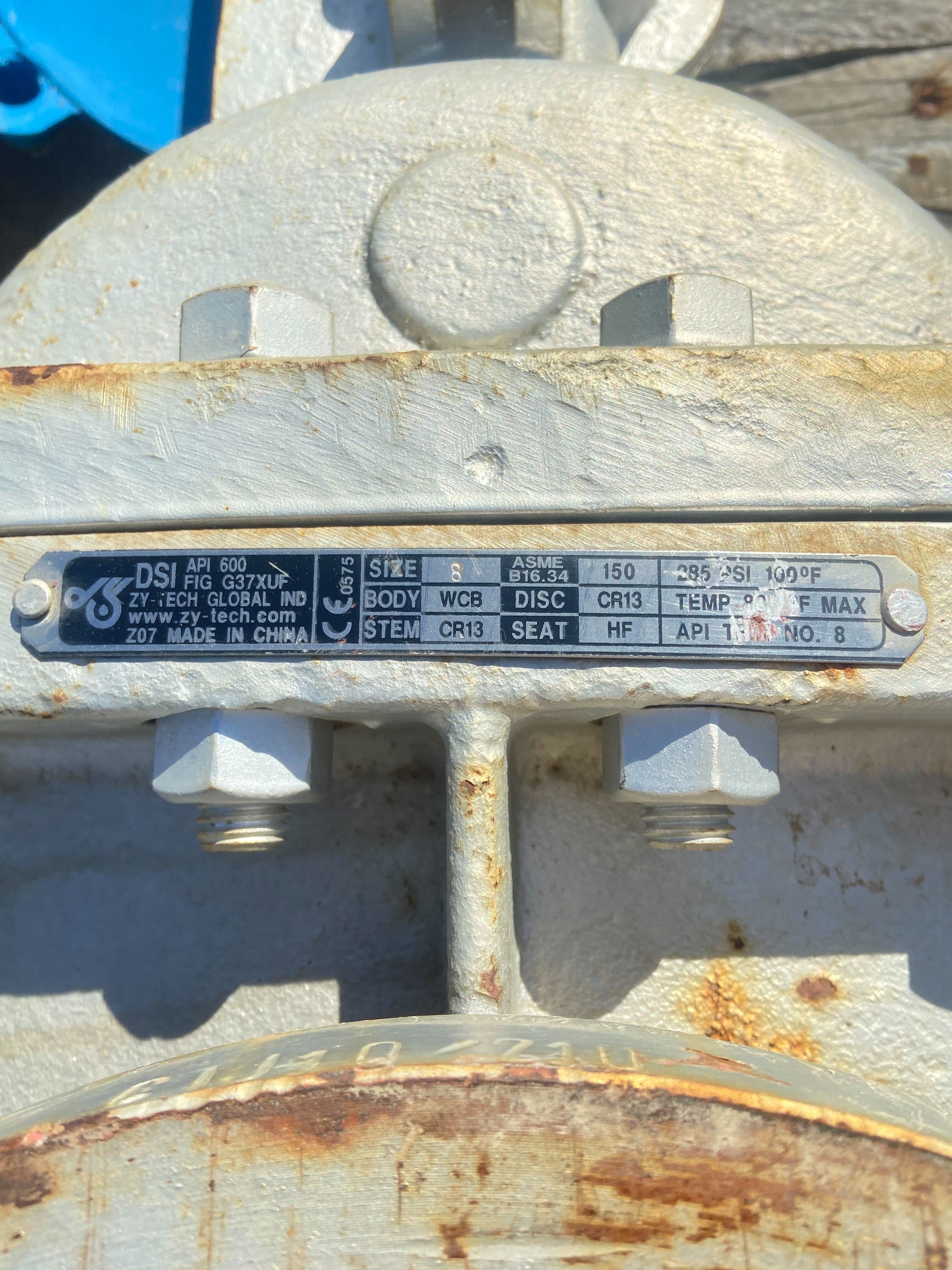 Zy-Tech DSI API 600 Gate Valve FIG G37XUF 8 Inch Class 150 with BG107 Bevel Gear Operator — product image 2 of 5