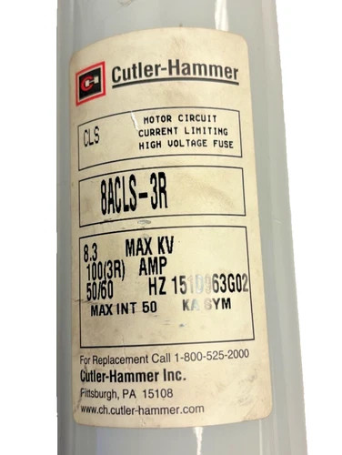 Cutler-Hammer CLS 8ACLS-3R Motor Circuit Current Limiting High Voltage Fuse — product image 2 of 3