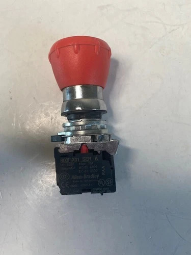 Allen-Bradley 800FM-MT44 Emergency Stop Button with 800F-X01 Contact Block — primary product image