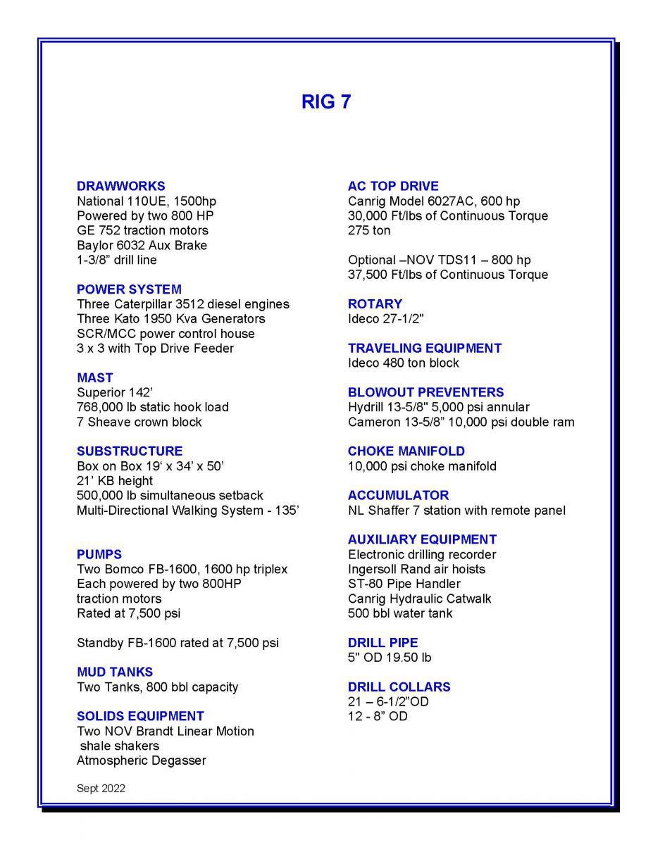 NOV National 110-UE 1500 HP Land Rig 7 - Walking System