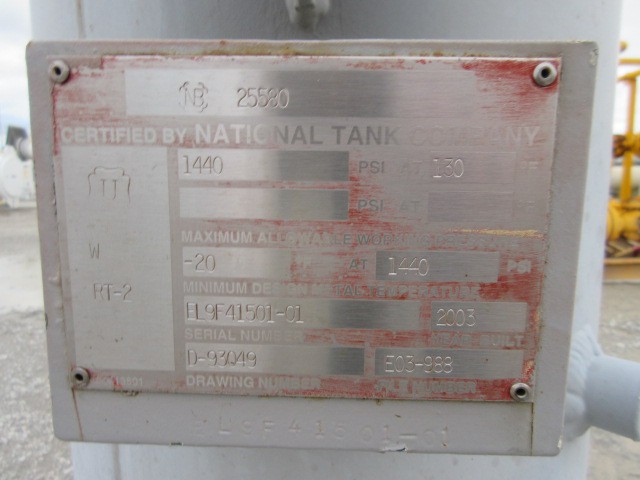 National Tank Company Vertical Pressure Vessel, 16" x 5', 1440 PSI MAWP — product image 4 of 7