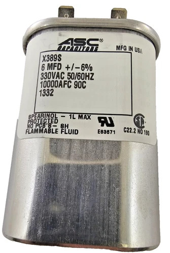 ASC X389S 6 MFD 330VAC Motor Run Capacitor — product image 2 of 5