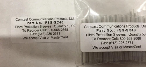 Comtest FSS-SC40 Fiber Protection Sleeves, 40mm, 50/Pkg (Lot of 400 Sleeves)