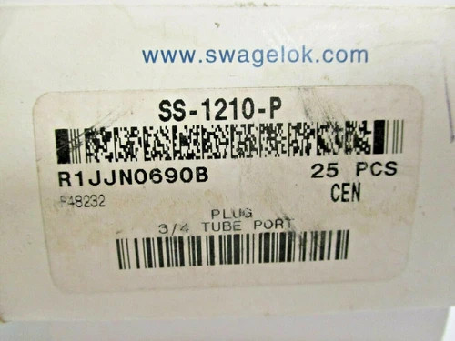 Swagelok SS-1210-P 3/4 Inch Stainless Steel Tube Fitting Plug - Lot of 25 — product image 7 of 7