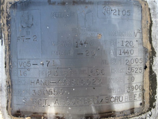 Hanover Glycol Contactor Absorber Tower 16" x 23'6" — product image 11 of 12