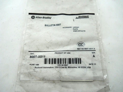 Allen-Bradley 800T-X511 Hand-Off-Auto Legend Plate — primary product image