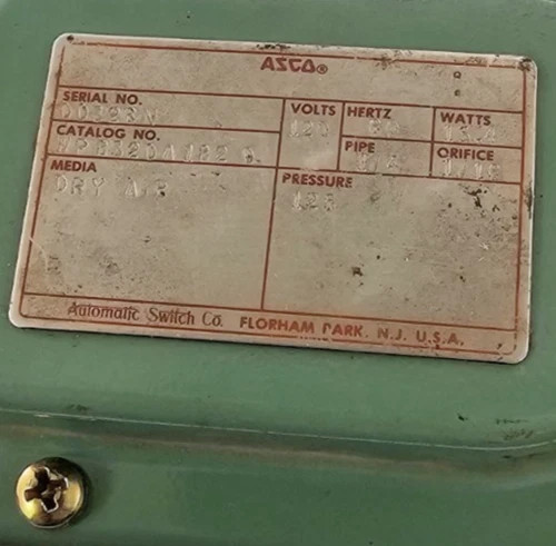 ASCO WPB320A182 3-Way Solenoid Valve 1/4" NPT 120V 60Hz — product image 6 of 6