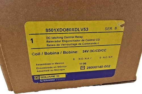 Square D 8501XDO80XDLV53 Series B DC Latching Control Relay — primary product image