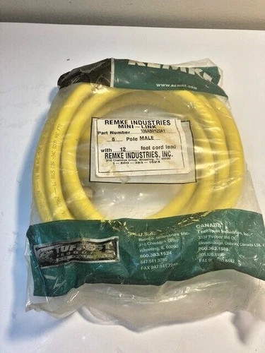 Remke Industries Mini-Link Cordset 106AB0120A1, 6 Pole Male, 12 ft