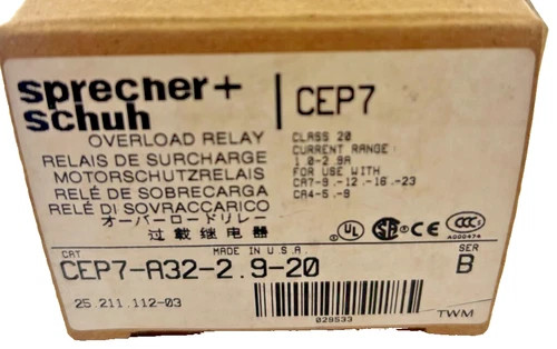 Sprecher + Schuh Overload Relay CEP7-A32-2 9-20 Series B