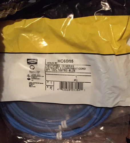Hubbell Nextspeed HC6B05 Category 6 UTP Patch Cord, 5ft, Blue (Lot of 12)