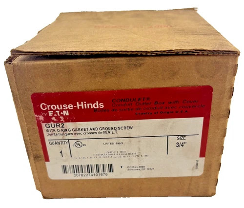 Crouse-Hinds GUR2 3/4" Explosion-Proof Conduit Outlet Box with Cover and O-Ring Gasket — primary product image