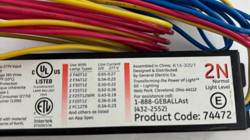 GE ProLine T12 Electronic Ballast GE-240-RS-MV-N — product image 5 of 5