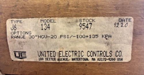 United Electric Type J6 Model 134 Pressure Switch — product image 7 of 7