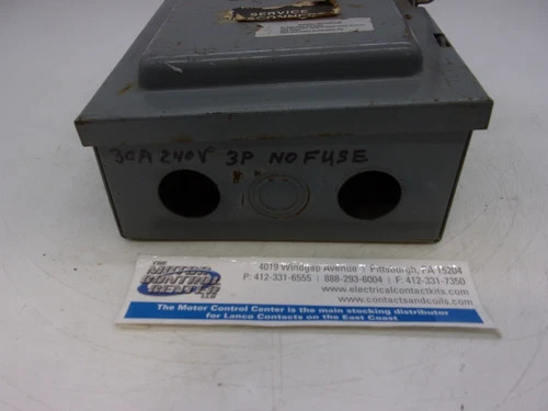 Cutler-Hammer DU361U Heavy Duty Safety Switch 30A 600V 3P Non-Fusible NEMA 1 — product image 8 of 8