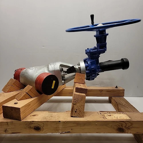 Flowserve Edward 4" Class 2900 Special Angle Blowdown Valve with V1-1S Gear Actuator — product image 2 of 19