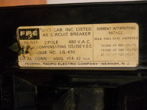 Federal Pacific NEF421030 30A 2-Pole 480V Circuit Breaker — product image 2 of 6