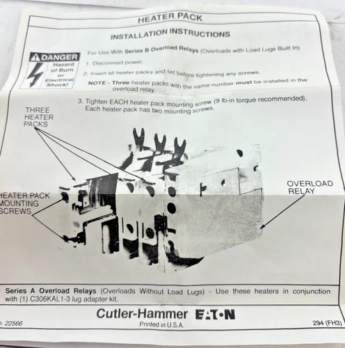 Cutler-Hammer H2001B-3 Freedom Series Heater Pack (Set of Three, 0.254-0.411 Amp) — product image 6 of 6