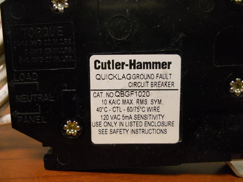 Cutler-Hammer QBGFEP1020 1-Pole 20A Ground Fault Circuit Breaker — product image 2 of 4