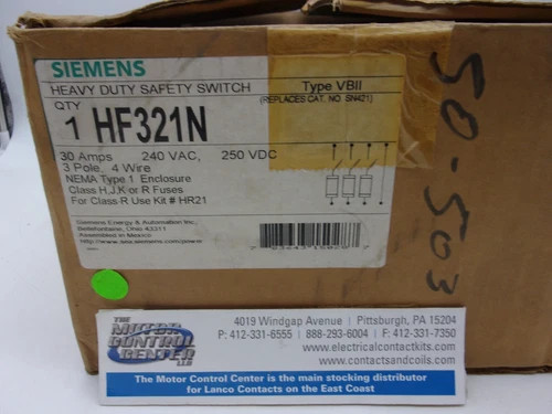 Siemens Heavy Duty Safety Switch HF321N — primary product image