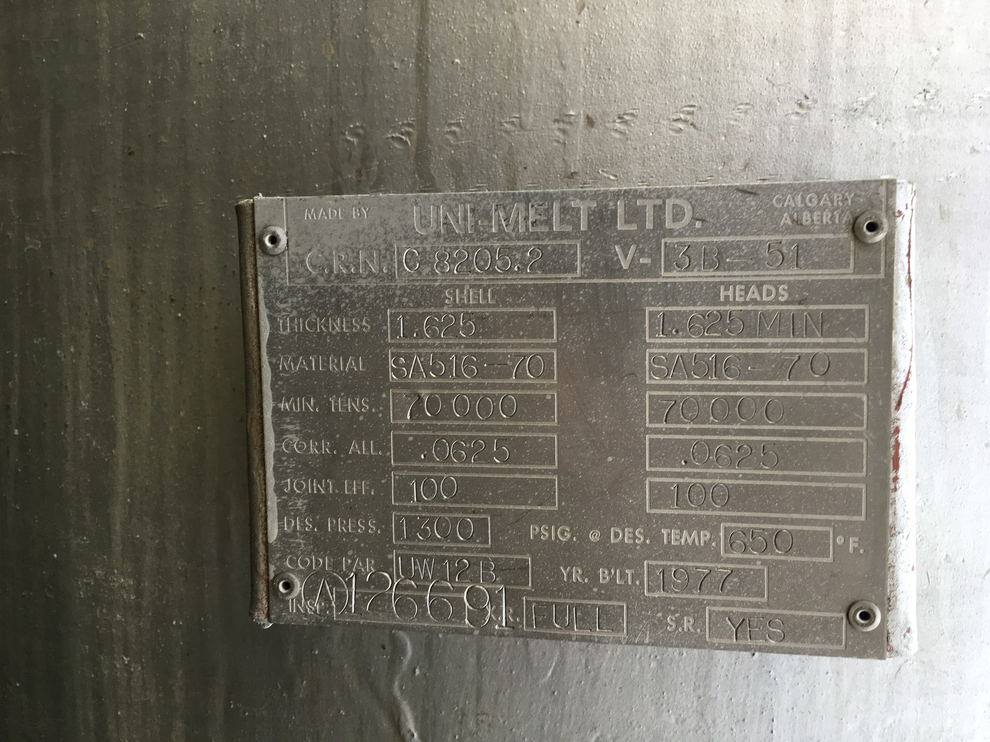 Uni-Melt Ltd. 42" x 16' Iron Sponge Pressure Vessel — product image 3 of 3