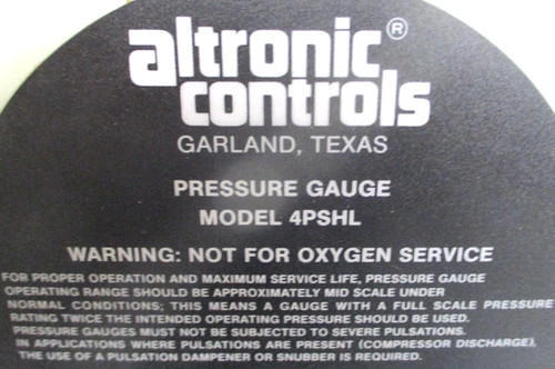 Altronic Controls 4PSHL Pressure Gauge with Switch, 0-60 PSI, 1/4" MNPT SST — product image 10 of 10