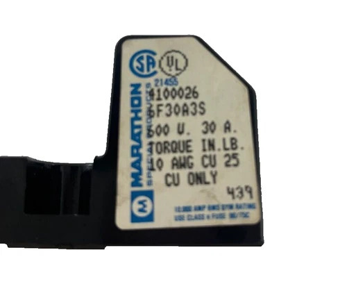 Marathon F30A3S 3-Pole Class H Fuse Block, 600V 30A — product image 3 of 5