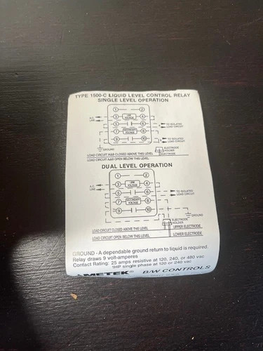 Ametek B/W Controls 1500-C-L1-S9-0C-X Liquid Level Control Relay — product image 4 of 4