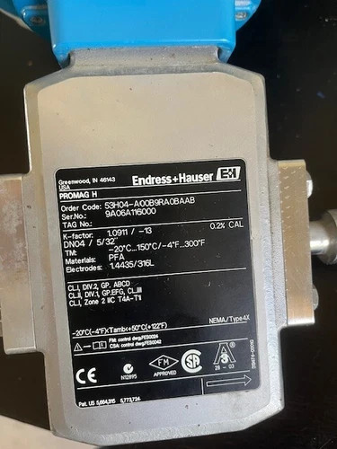 Endress+Hauser Promag 53H Electromagnetic Flow Meter, Model 53H04-A00B9RA0BAAB, DN 4 (5/32") — product image 3 of 5