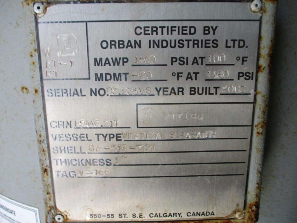 24″ 1480psi Sour Vertical Separator #0585 — product image 5 of 6