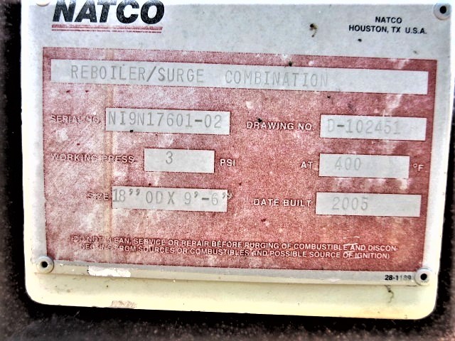 Natco Reboiler/Surge Combination 18" OD x 9'-5" — product image 3 of 7