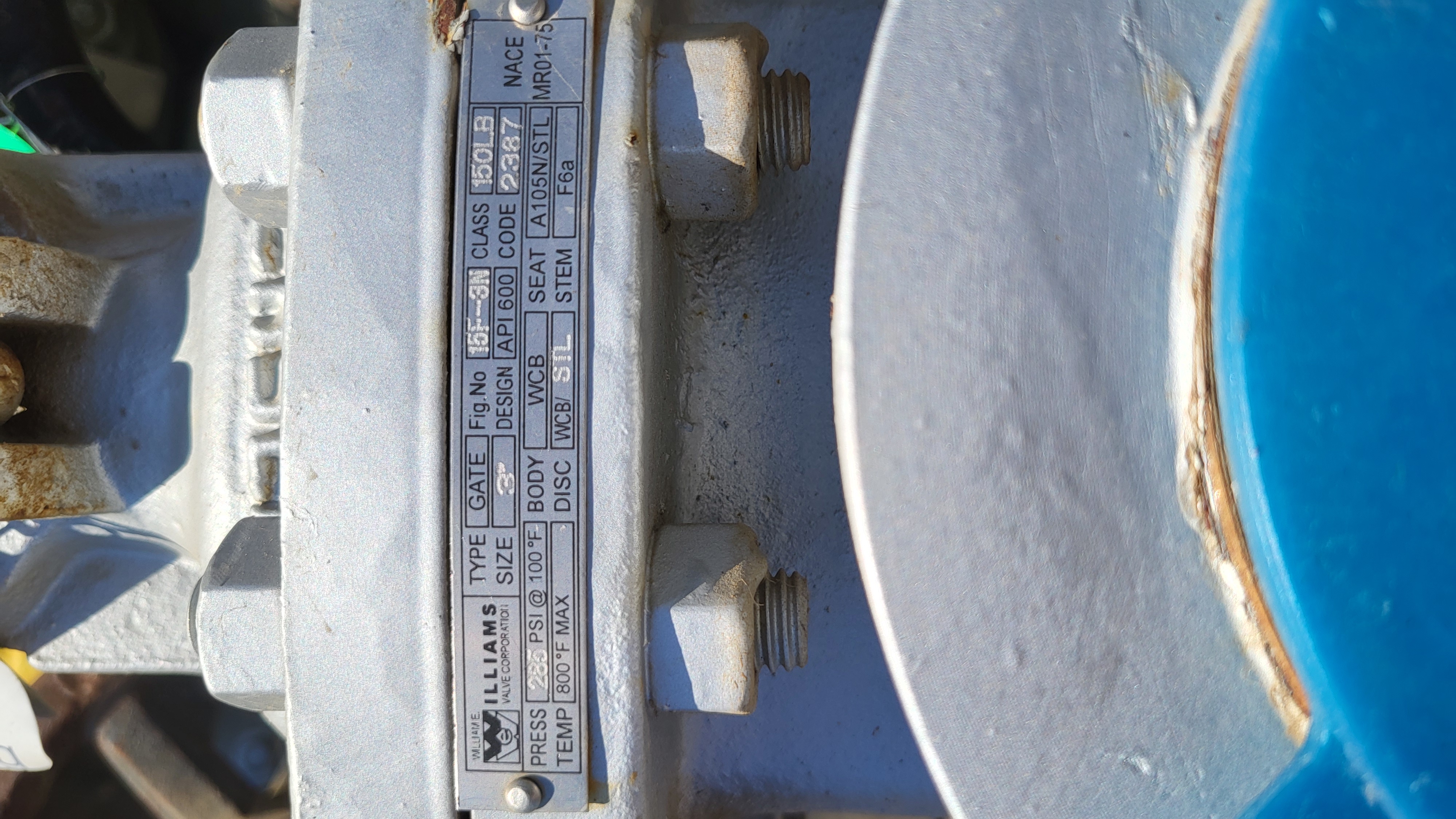 Williams Valve 3 Inch Class 150 Gate Valve Fig. No. 15F-3N High Temp — product image 2 of 3