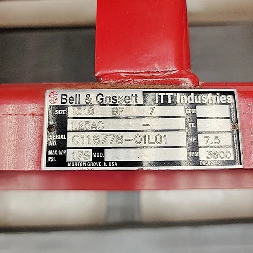 Bell & Gossett 1510-BF-7 End Suction Centrifugal Pump with 7.5 HP WEG Motor — product image 8 of 9