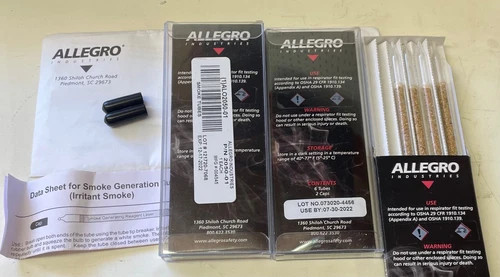 Allegro Industries Smoke Test Tubes 2050-01 for Qualitative Respirator Fit Testing (Lot of 16 Tubes) — primary product image