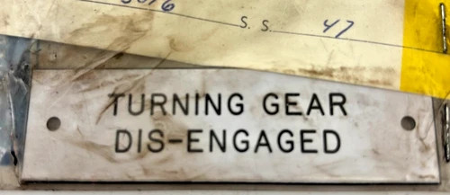 General Electric Turning Gear Dis-Engaged Nameplate 101A418A127 — primary product image