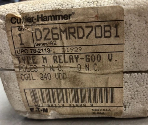 Cutler-Hammer D26MRD70B1 Type M Machine Tool Relay — product image 2 of 3