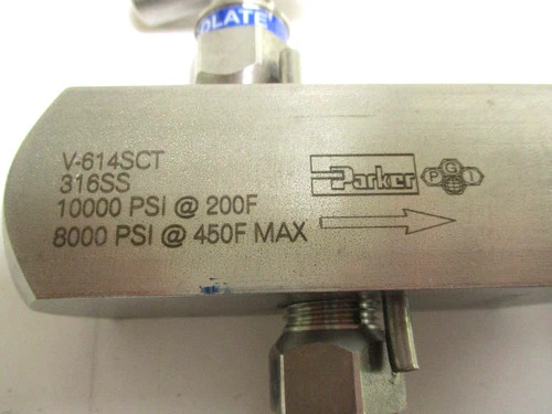 Parker V-614SCT Stainless Steel Valve Assembly, 1/2" MNPT x 1/2" FNPT, 10000 PSI — product image 3 of 4